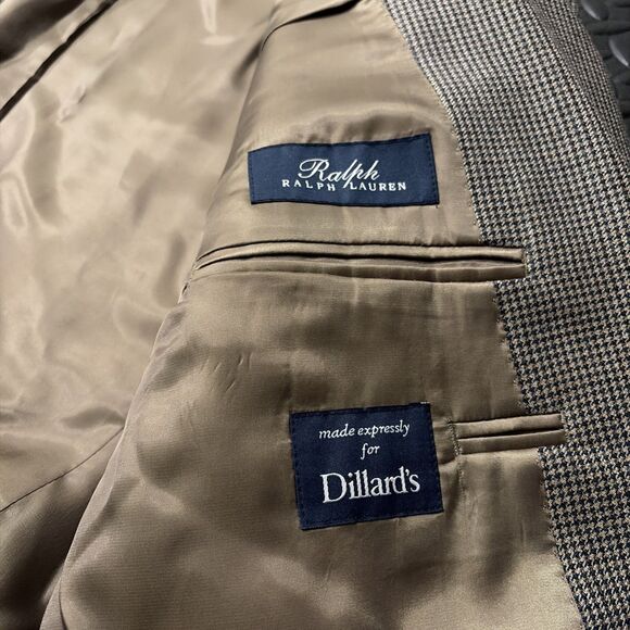 Vtg Ralph Lauren Sport Dillard’s Coat Blazer Brown Tweed Mens 48L Silk Wool Blnd - Picture 7 of 15
